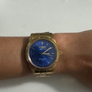 Invicta Gold Watch with Blue Dial
